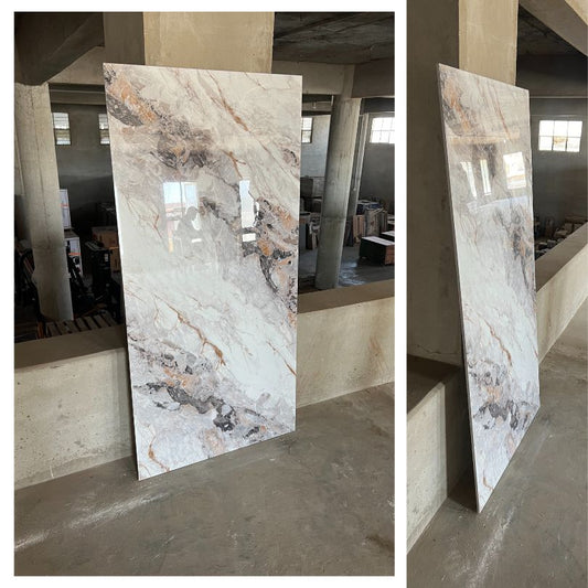 Alex Grey White Gloss Porcelain Tile - 75x150 - 2.25/2