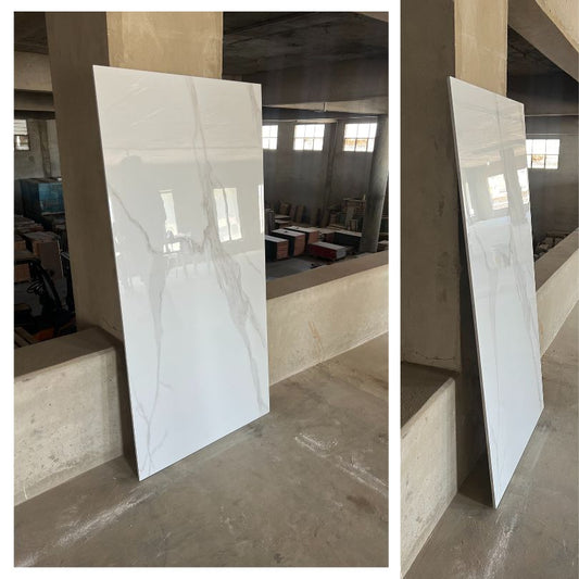 China Cracker White Gloss Porcelain Slab Tile - 75x150 - 2.25/2