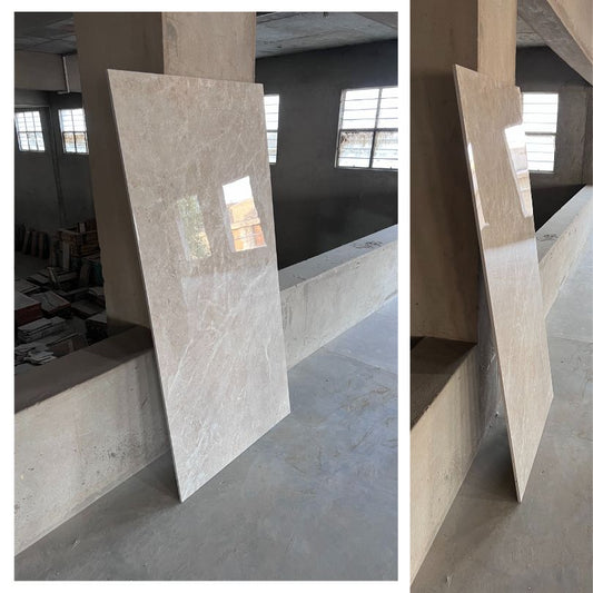 Crema Valencia Gloss Porcelain Slab Tile - 75x150 - 2.25/2