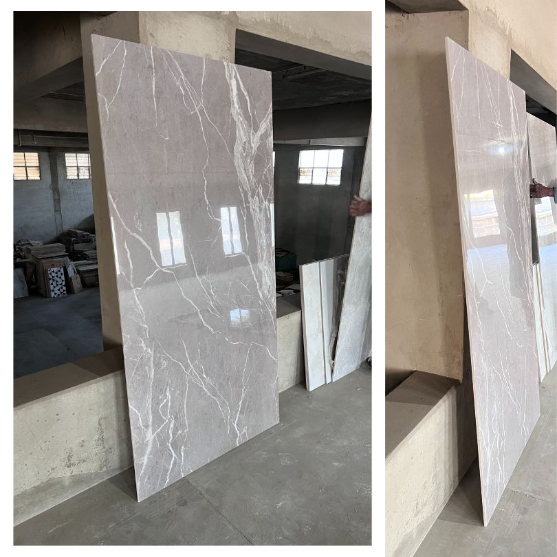 Carrara Grey Gloss Porcelain Slab Tile - 90x180 - 1.62/1