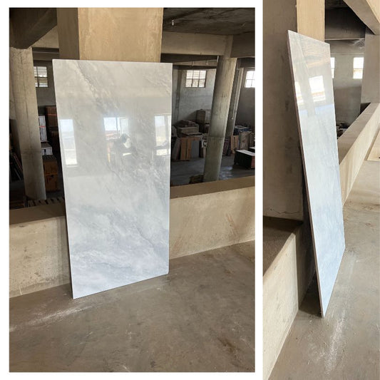 OrealPak OR714014 Grey White Gloss Porcelain Tile - 70x140 - 1.96/2