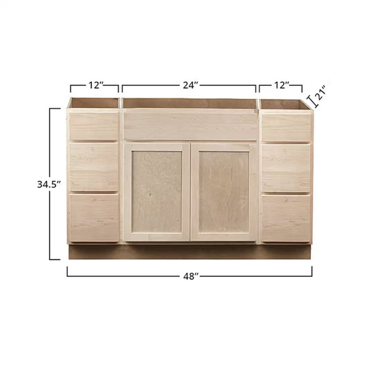 Single 02 - Bathroom Vanity Cabinets (Unfinished) - Ready-to-Assemble (RTA) - 100% Solid Wood Vanities