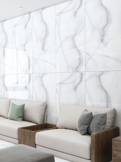 OrealPak OR714011 Grey White Gloss Porcelain Tile - 70x140 - 1.96/2