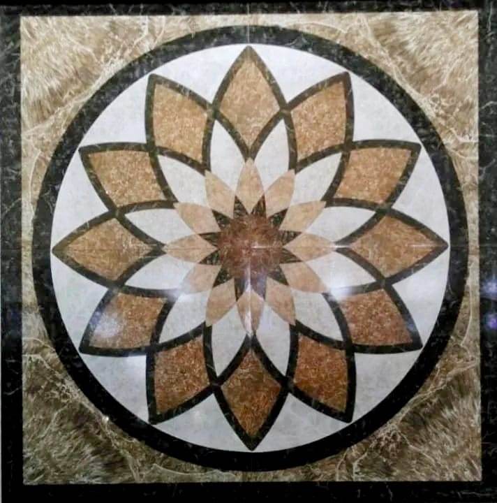 Floral Brown Panel Gloss Porcelain Tile - 80x80 - 1.92/3