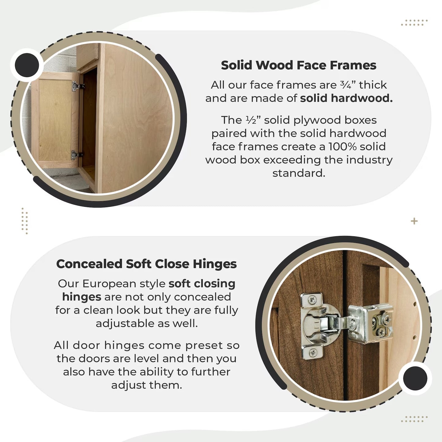 Single 02 - Bathroom Vanity Cabinets (Unfinished) - Ready-to-Assemble (RTA) - 100% Solid Wood Vanities