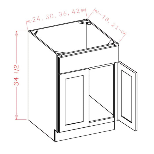 Single 01 - Bathroom Vanity Cabinets (Unfinished) - Ready-to-Assemble (RTA) - 100% Solid Wood Vanities