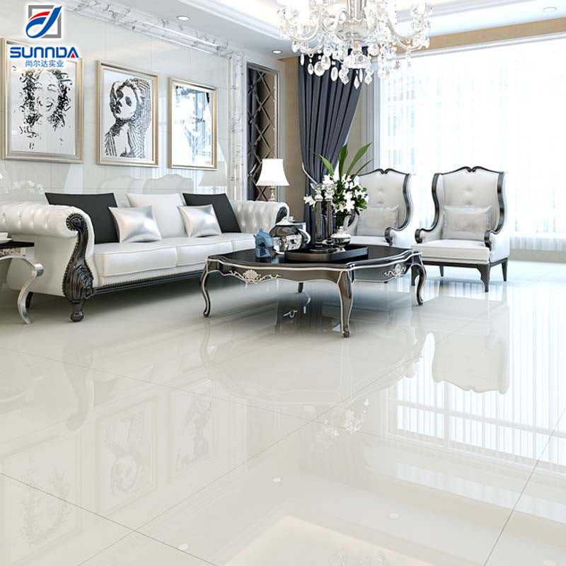 Solid Bone White Gloss Porcelain Tile - 60x60 - 1.44/4