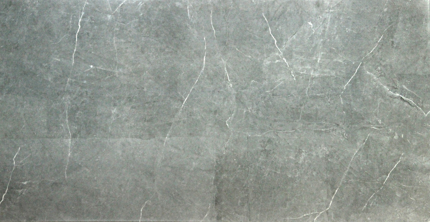 Pietra Cenere Grey Gloss Porcelain Slab Tile - 90x180 - 1.62/1